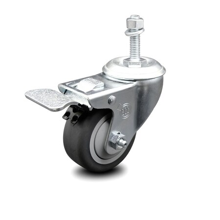 Service Caster 3 Inch Thermoplastic Rubber Swivel 10mm Stem Caster with Total Lock Brake SCC-TSTTL20S314-TPRB-M1015